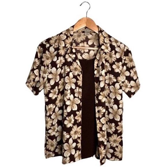 Vintage Notations Button Up Hawaiian Tropical Size Small Y2K Blouse Floral - Picture 8 of 8